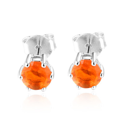 Boucles d'oreilles en argent et Opale orange d'Éthiopie