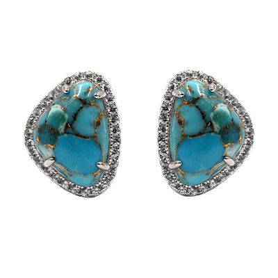 Boucles d'oreilles en argent et Turquoise cuivrée bleue (Faszination Türkis)