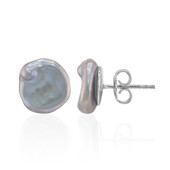 Boucles d'oreilles en argent et Perle argentée de culture d'eau douce Keshi (TPC)