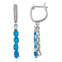 Boucles d'oreilles en argent et Opale bleu néon