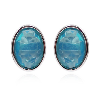 Boucles d'oreilles en argent et Opale bleu Caraïbes