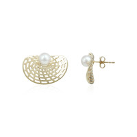 Boucles d'oreilles en or et Perle blanche de culture d'eau douce (Ornaments by de Melo)