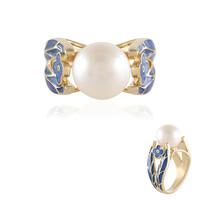 Bague en argent et Perle blanche de culture d'eau douce (Adela Silber)