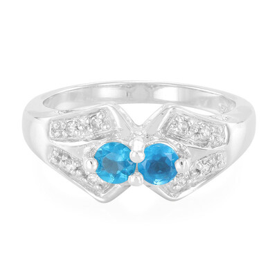 Bague en argent et Apatite bleu néon