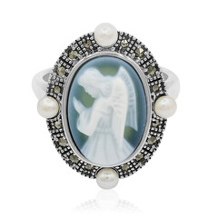 Bague en argent et Agate verte