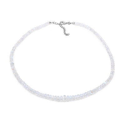 Collier en argent et Pierre de Lune arc-en-ciel