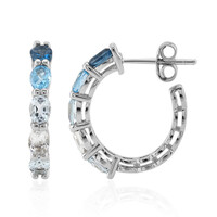 Boucles d'oreilles en argent et Topaze bleu de Londres