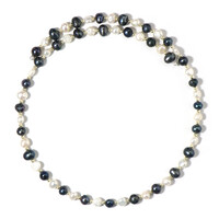 Collier ras du cou en acier et Perles de culture d’eau douce noires (Riya)