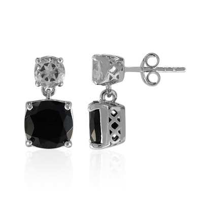 Boucles d'oreilles en argent et Spinelle noir