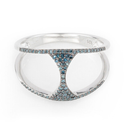 Bague en argent et Diamant bleu