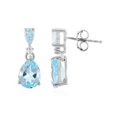 Boucles d'oreilles en argent et Topaze bleu ciel