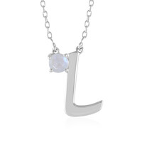 Collier en argent et Pierre de Lune arc-en-ciel