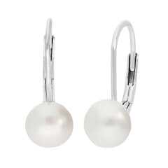 Boucles d'oreilles en argent et Perle blanche de culture d'eau douce