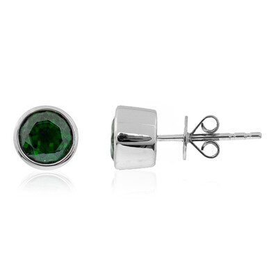 Boucles d'oreilles en platine et Diopside de Russie