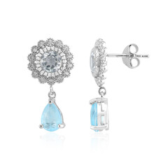 Boucles d'oreilles en argent et Quartz bleu pastel