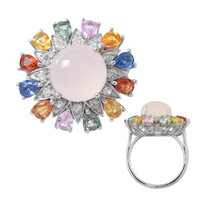 Bague en argent et Calcédoine rose