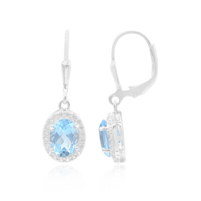 Boucles d'oreilles en argent et Topaze bleu Suisse