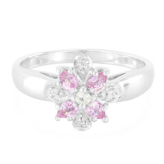 Bague en argent et Saphir rose de Ceylan