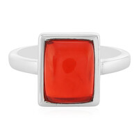 Bague en argent et Opale rouge d'Éthiopie