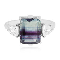 Bague en argent et Fluorite multicolore