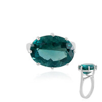 Bague en argent et Fluorite bleu pétrole de Belgique