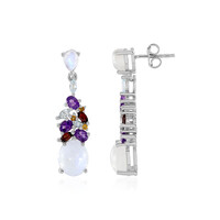 Boucles d'oreilles en argent et Pierre de Lune arc-en-ciel