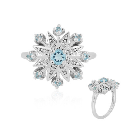 Bague en argent et Topaze bleu Suisse