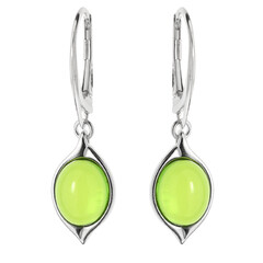 Boucles d'oreilles en argent et Ambre verte de Colombie
