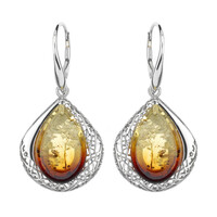 Boucles d'oreilles en argent et Ambre de la Baltique Lever du soleil