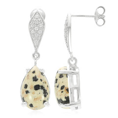 Boucles d'oreilles en argent et Jaspe Dalmatien