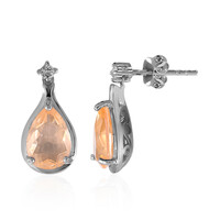 Boucles d'oreilles en argent et Quartz pêche pastel