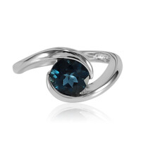 Bague en argent et Topaze bleu de Londres