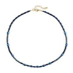 Collier en argent et Hématite bleu royal