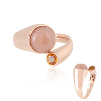 Bague en or et Pierre de lune pêche (KM by Juwelo)
