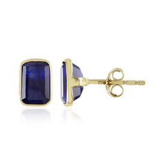 Boucles d'oreilles en or et Saphir bleu de Madagascar