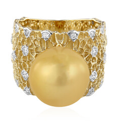 Bague en or et Perle dorée des mers du sud (TPC)