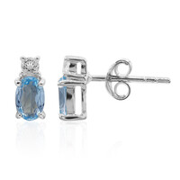 Boucles d'oreilles en argent et Topaze bleu Suisse
