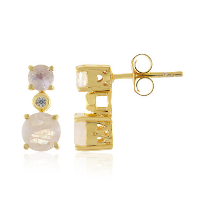 Boucles d'oreilles en argent et Pierre de Lune arc-en-ciel