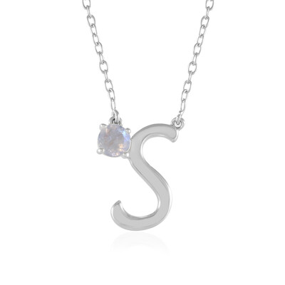 Collier en argent et Pierre de Lune arc-en-ciel