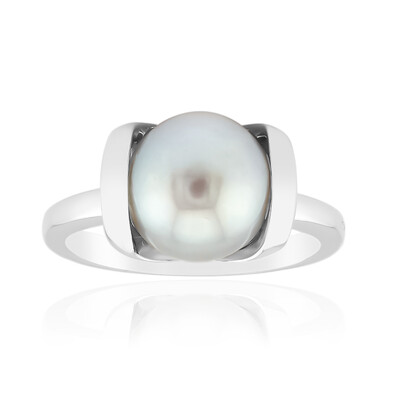 Bague en argent et Perle de culture d'eau douce argentée (TPC)