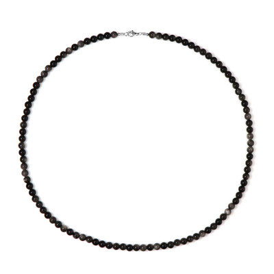 Collier en argent et Obsidienne argentée