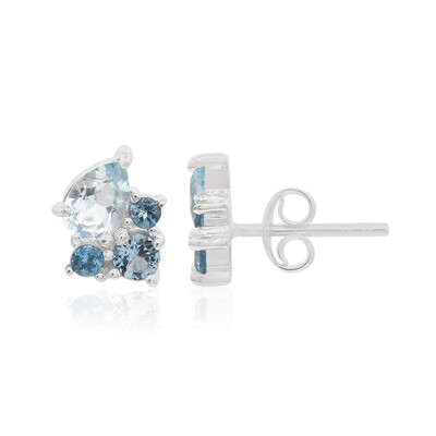 Boucles d'oreilles en argent et Topaze bleu ciel