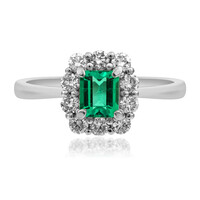 Bague en platine et Emeraude de Zambie AAA (CIRARI)
