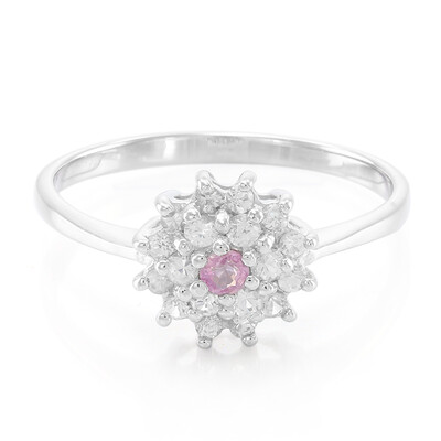 Bague en argent et Saphir rose de Ceylan