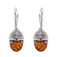 Boucles d'oreilles en argent et Ambre baltique couleur cognac