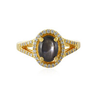 Bague en argent et Saphir étoilé noir
