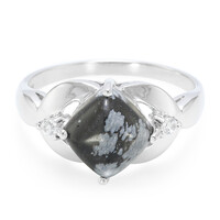 Bague en argent et Obsidienne Flocon-de-Neige