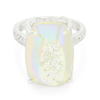 Bague en argent et Quartz étincelant perlé