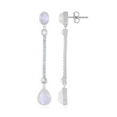 Boucles d'oreilles en argent et Pierre de Lune arc-en-ciel (KM by Juwelo)