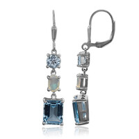 Boucles d'oreilles en argent et Topaze bleu ciel